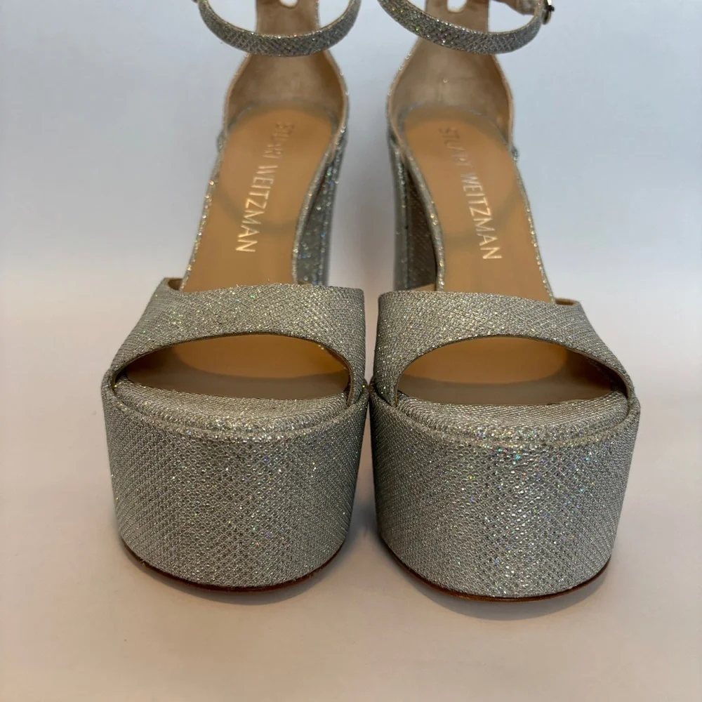 Stuart Weitzman Skyhigh 145 Metallic Platform Heels size 10.5‎